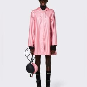 (A8) Rains Long Jacket in pink, Size Large, NWT